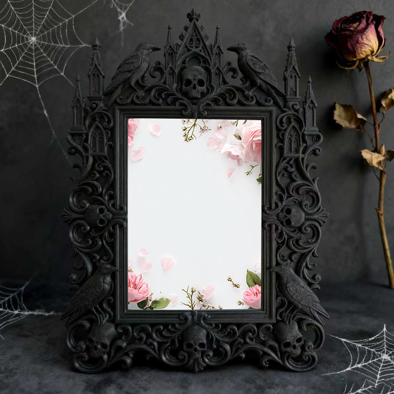 Exclusive Gothic Dark-style Photo Frame | Witchy Tarot Card Deck Shop Decor, Photo Ornament, Wall-mountable & Tabletop, Frosted Waterproof F