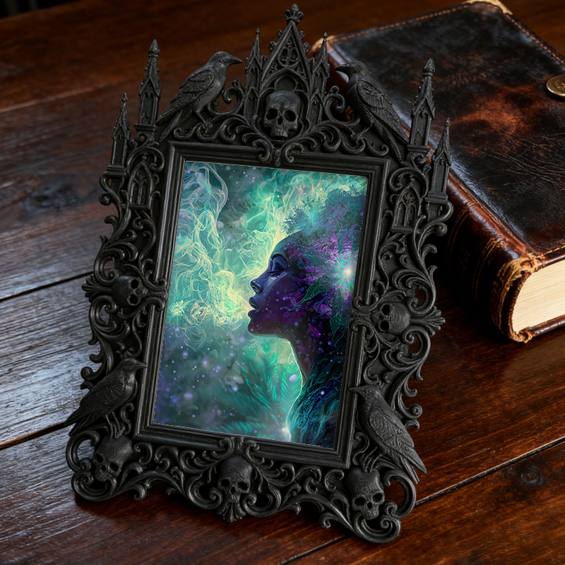 Chic Gothic Dark-style Photo Frame | Gothic Themed Laundry Room Decor, Photo Ornament, Wall/Table Dual-use, Moisture-proof Waterproof Frame