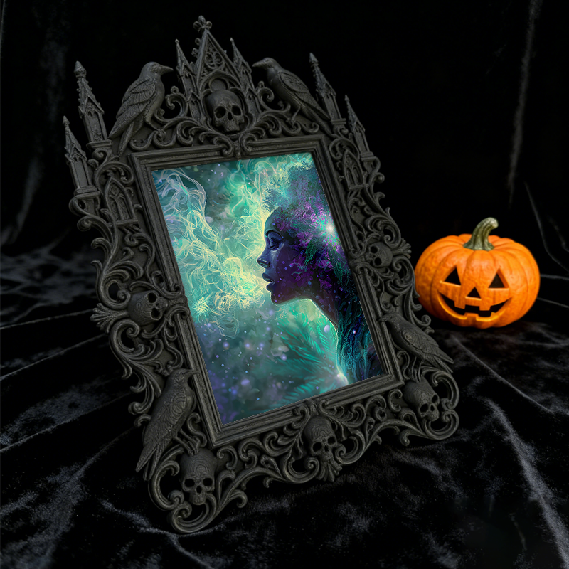 Chic Gothic Dark-style Photo Frame | Gothic Themed Laundry Room Decor, Photo Ornament, Wall/Table Dual-use, Moisture-proof Waterproof Frame