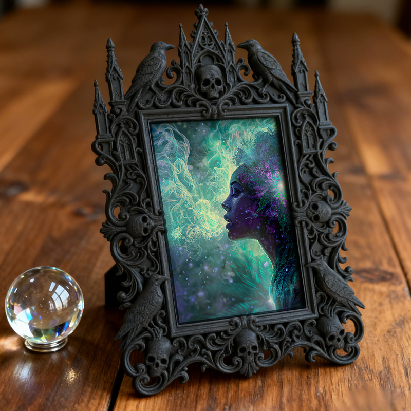 Chic Gothic Dark-style Photo Frame | Gothic Themed Laundry Room Decor, Photo Ornament, Wall/Table Dual-use, Moisture-proof Waterproof Frame