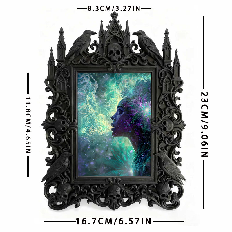 Chic Gothic Dark-style Photo Frame | Gothic Themed Laundry Room Decor, Photo Ornament, Wall/Table Dual-use, Moisture-proof Waterproof Frame