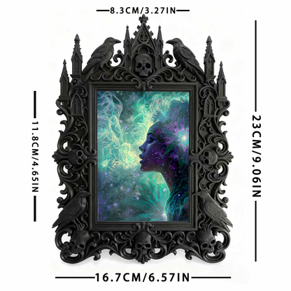Chic Gothic Dark-style Photo Frame | Gothic Themed Laundry Room Decor, Photo Ornament, Wall/Table Dual-use, Moisture-proof Waterproof Frame
