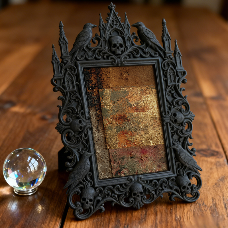 Rare Gothic Dark-style Photo Frame | Vampire Themed Wine Bar Decor, Photo Ornament, Dual-use Display, Elegant Waterproof Plastic Frame