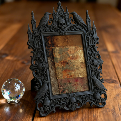 Rare Gothic Dark-style Photo Frame | Vampire Themed Wine Bar Decor, Photo Ornament, Dual-use Display, Elegant Waterproof Plastic Frame