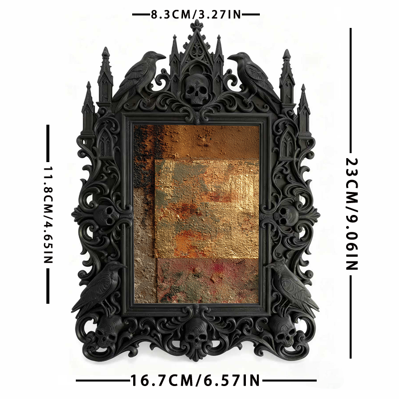 Rare Gothic Dark-style Photo Frame | Vampire Themed Wine Bar Decor, Photo Ornament, Dual-use Display, Elegant Waterproof Plastic Frame