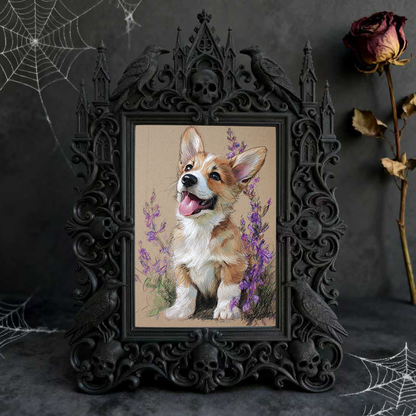 Sleek Gothic Dark-style Photo Frame | Dark Floral Dried Wreath Shop Decor, Photo Ornament, Wall-mountable & Tabletop, Natural Waterproof Fra
