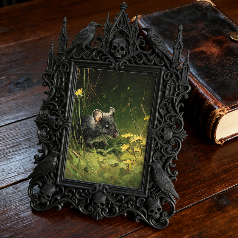Chic Gothic Dark-style Photo Frame | Gothic Pet Collar Handmade Shop Decor, Photo Ornament, Wall-mountable & Tabletop, Cute Waterproof Frame