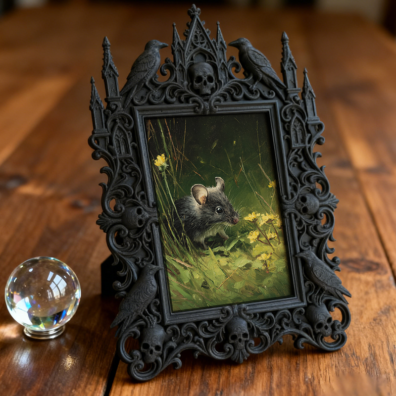 Chic Gothic Dark-style Photo Frame | Gothic Pet Collar Handmade Shop Decor, Photo Ornament, Wall-mountable & Tabletop, Cute Waterproof Frame