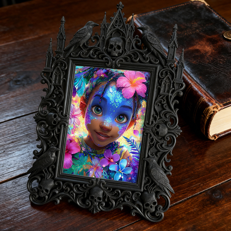 Rare Gothic Dark-style Photo Frame | Dark Fantasy Book Binding Studio Decor, Photo Ornament, Wall-mountable & Tabletop, Vintage Waterproof F