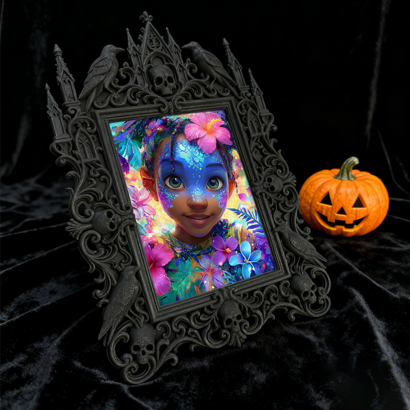 Rare Gothic Dark-style Photo Frame | Dark Fantasy Book Binding Studio Decor, Photo Ornament, Wall-mountable & Tabletop, Vintage Waterproof F
