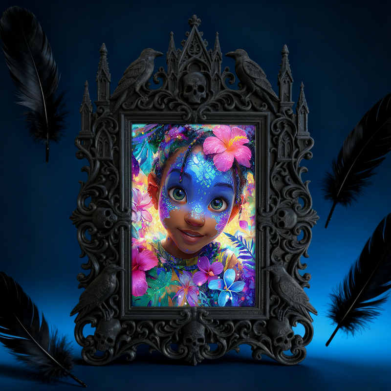 Rare Gothic Dark-style Photo Frame | Dark Fantasy Book Binding Studio Decor, Photo Ornament, Wall-mountable & Tabletop, Vintage Waterproof F