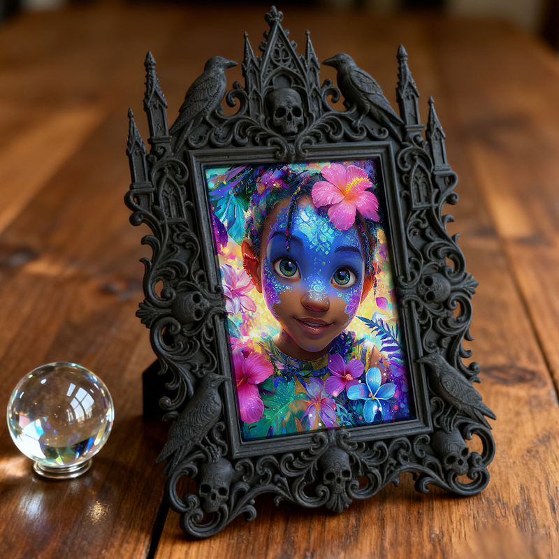 Rare Gothic Dark-style Photo Frame | Dark Fantasy Book Binding Studio Decor, Photo Ornament, Wall-mountable & Tabletop, Vintage Waterproof F