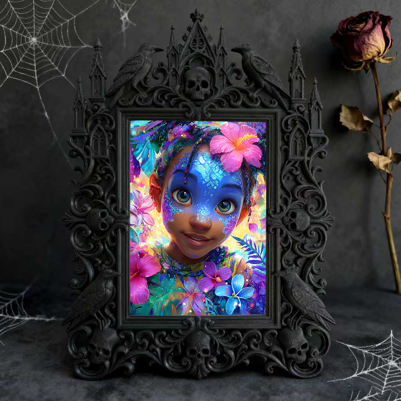 Rare Gothic Dark-style Photo Frame | Dark Fantasy Book Binding Studio Decor, Photo Ornament, Wall-mountable & Tabletop, Vintage Waterproof F