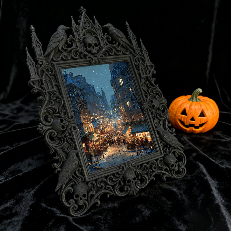 Sleek Gothic Dark-style Photo Frame | Gothic Candle Wick Shop Decor, Photo Ornament, Dual-use Display, Simple Waterproof Frame