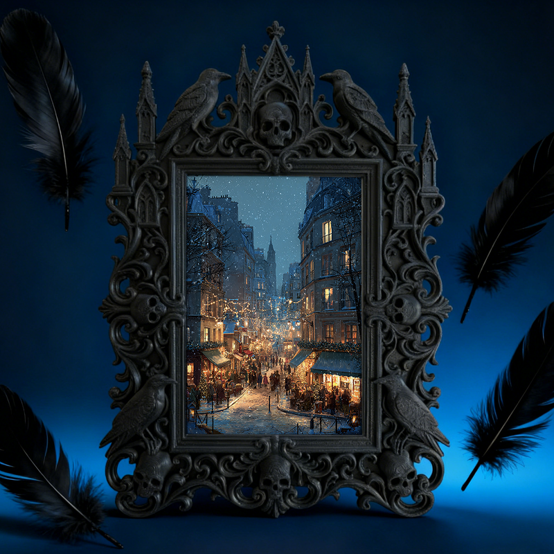 Sleek Gothic Dark-style Photo Frame | Gothic Candle Wick Shop Decor, Photo Ornament, Dual-use Display, Simple Waterproof Frame