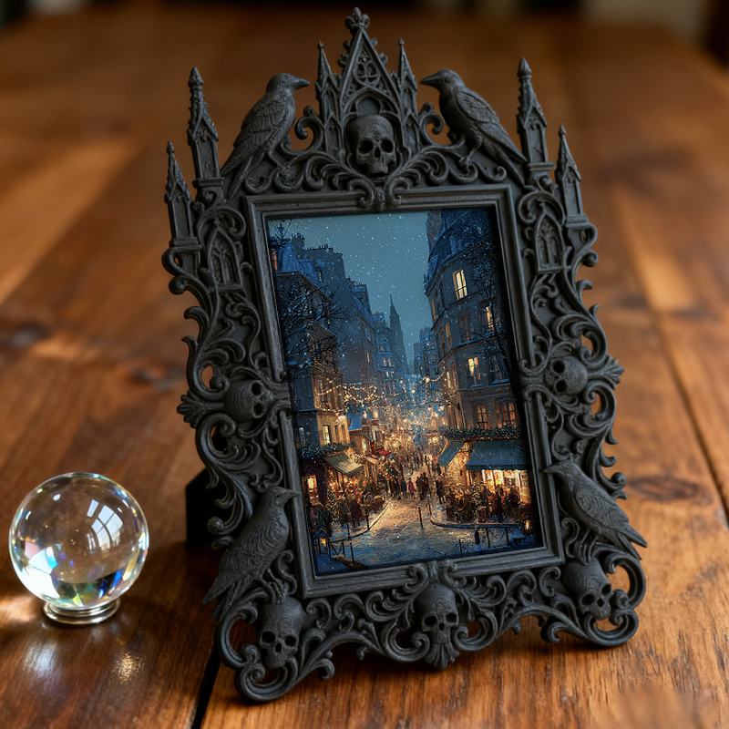 Sleek Gothic Dark-style Photo Frame | Gothic Candle Wick Shop Decor, Photo Ornament, Dual-use Display, Simple Waterproof Frame