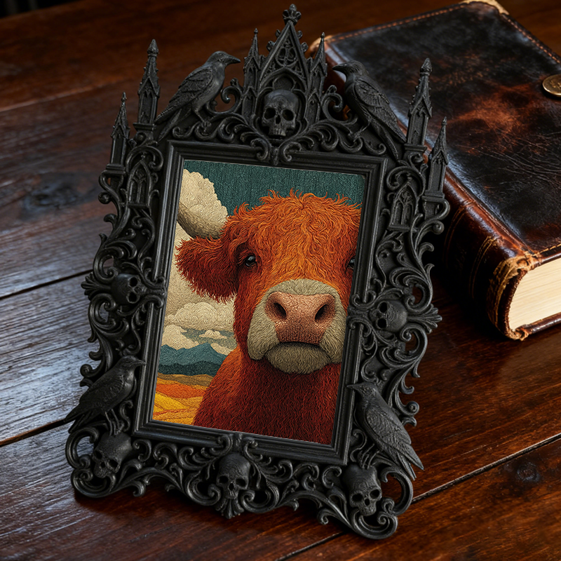 Exclusive Gothic Dark-style Photo Frame | Witchy Moon Phase Altar Decor, Photo Ornament, Wall-mountable & Tabletop, Celestial Waterproof Fra