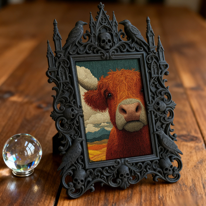 Exclusive Gothic Dark-style Photo Frame | Witchy Moon Phase Altar Decor, Photo Ornament, Wall-mountable & Tabletop, Celestial Waterproof Fra