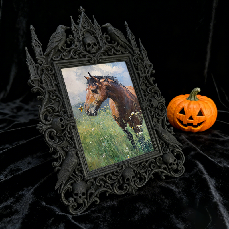 Sleek Gothic Dark-style Photo Frame | Dark Academia Notebook Shop Decor, Photo Ornament, Wall-mountable & Tabletop, Study-friendly Waterproo