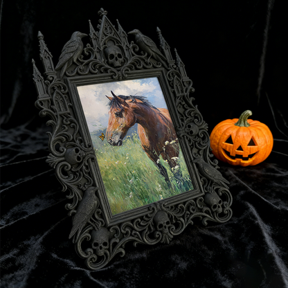 Sleek Gothic Dark-style Photo Frame | Dark Academia Notebook Shop Decor, Photo Ornament, Wall-mountable & Tabletop, Study-friendly Waterproo