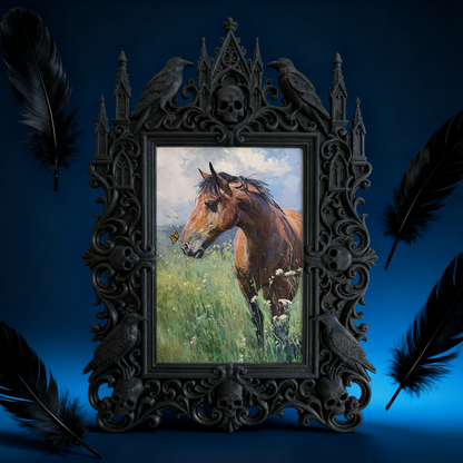 Sleek Gothic Dark-style Photo Frame | Dark Academia Notebook Shop Decor, Photo Ornament, Wall-mountable & Tabletop, Study-friendly Waterproo