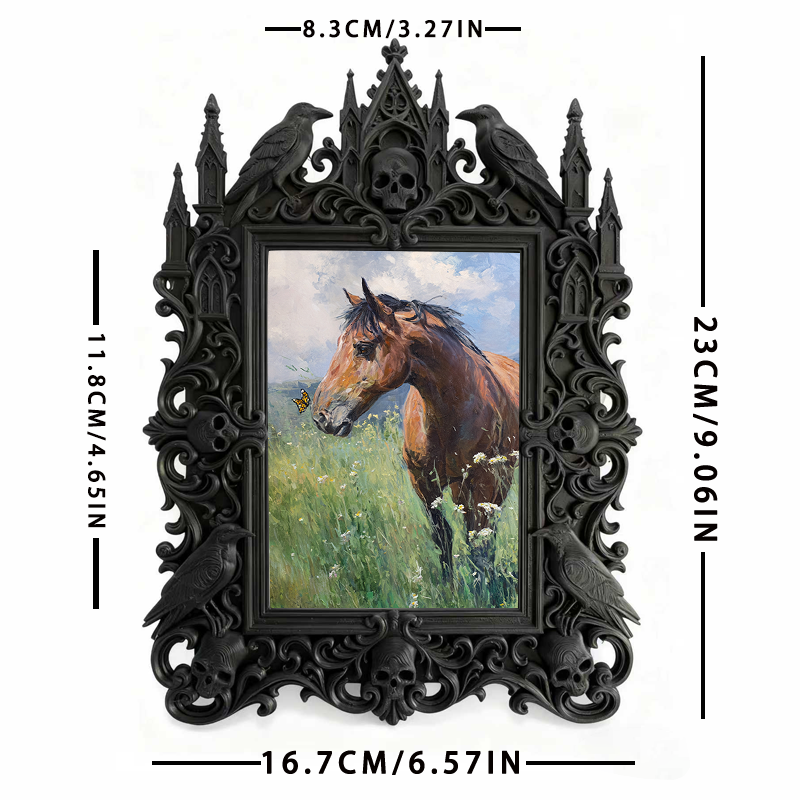Sleek Gothic Dark-style Photo Frame | Dark Academia Notebook Shop Decor, Photo Ornament, Wall-mountable & Tabletop, Study-friendly Waterproo
