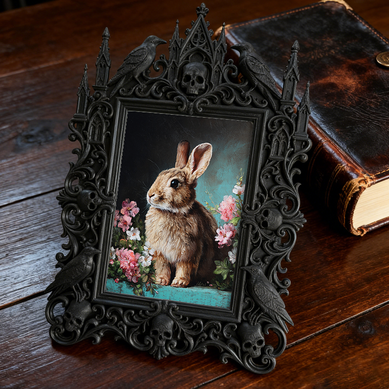 Exclusive Gothic Dark-style Photo Frame | Witchy Crystal Candle Holder Shop Decor, Photo Ornament, Dual-use Display, Sparkly Waterproof Fram