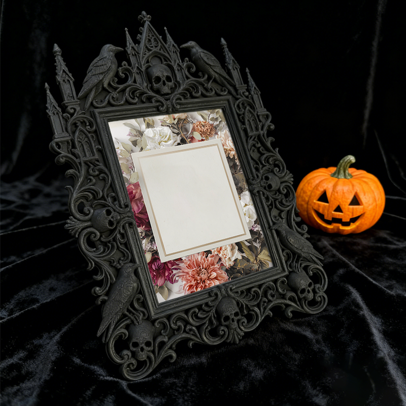 Chic Gothic Dark-style Photo Frame | Gothic Themed Garage Workshop Decor, Photo Ornament, Wall-mountable & Tabletop, Industrial Waterproof F