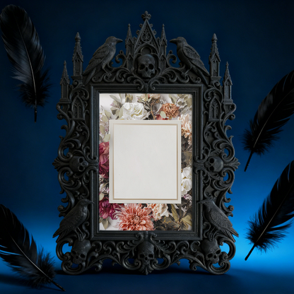 Chic Gothic Dark-style Photo Frame | Gothic Themed Garage Workshop Decor, Photo Ornament, Wall-mountable & Tabletop, Industrial Waterproof F