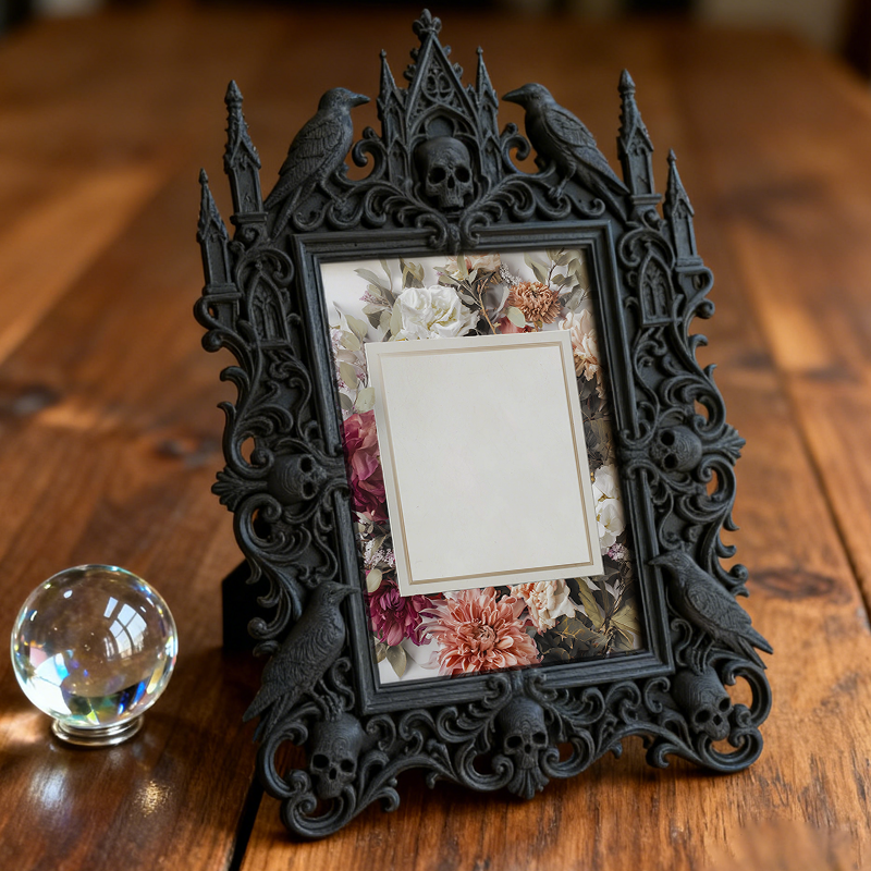 Chic Gothic Dark-style Photo Frame | Gothic Themed Garage Workshop Decor, Photo Ornament, Wall-mountable & Tabletop, Industrial Waterproof F