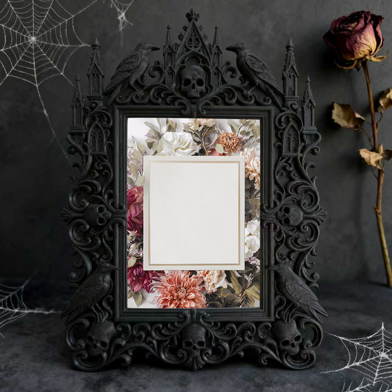 Chic Gothic Dark-style Photo Frame | Gothic Themed Garage Workshop Decor, Photo Ornament, Wall-mountable & Tabletop, Industrial Waterproof F