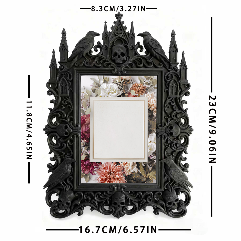 Chic Gothic Dark-style Photo Frame | Gothic Themed Garage Workshop Decor, Photo Ornament, Wall-mountable & Tabletop, Industrial Waterproof F