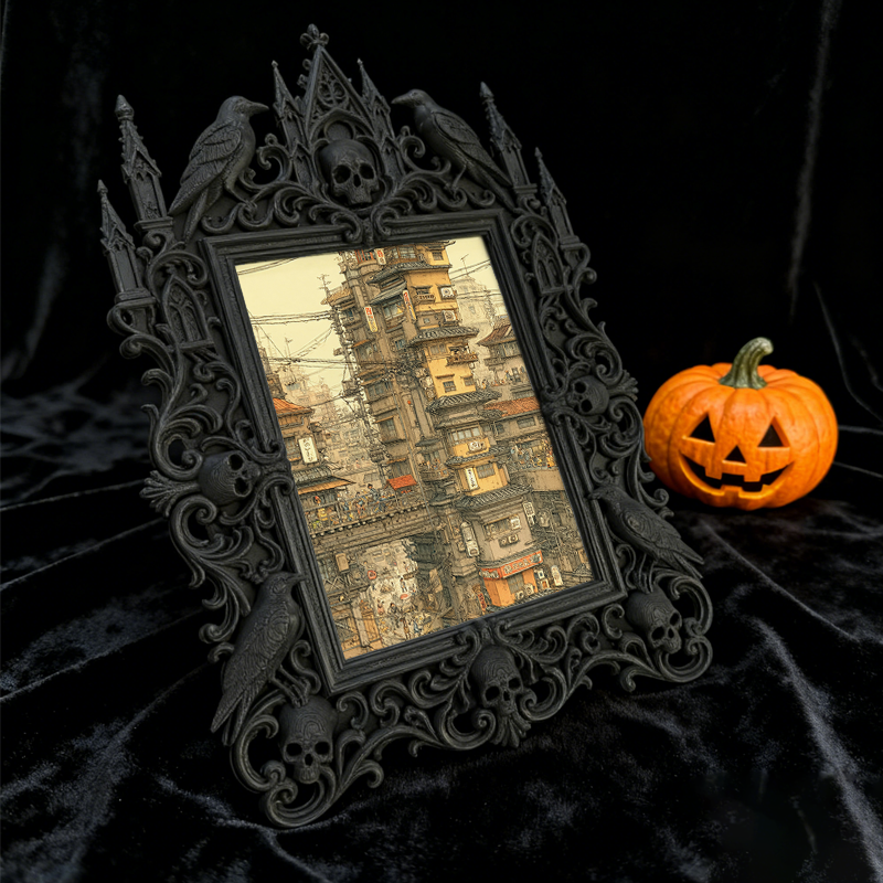 Rare Gothic Dark-style Photo Frame | Dark Fairy Tale Book Illustration Shop Decor, Photo Ornament, Wall-mountable & Tabletop, Whimsical Wate