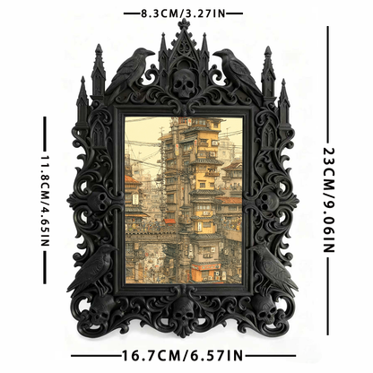 Rare Gothic Dark-style Photo Frame | Dark Fairy Tale Book Illustration Shop Decor, Photo Ornament, Wall-mountable & Tabletop, Whimsical Wate