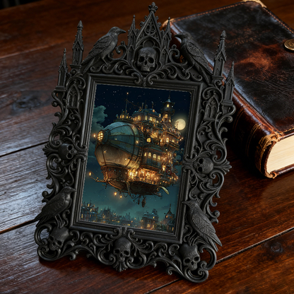 Sleek Gothic Dark-style Photo Frame | Gothic Soap Making Studio Decor, Photo Ornament, Dual-use Display, Clean Waterproof Frame