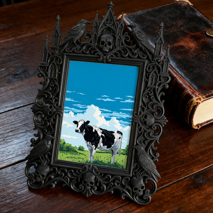 Exclusive Gothic Dark-style Photo Frame | Witchy Herbal Bath Salts Shop Decor, Photo Ornament, Wall-mountable & Tabletop, Relaxing Waterproo