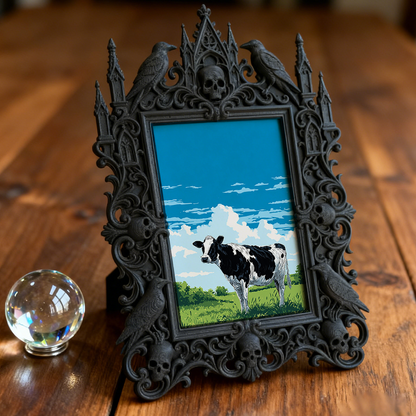 Exclusive Gothic Dark-style Photo Frame | Witchy Herbal Bath Salts Shop Decor, Photo Ornament, Wall-mountable & Tabletop, Relaxing Waterproo