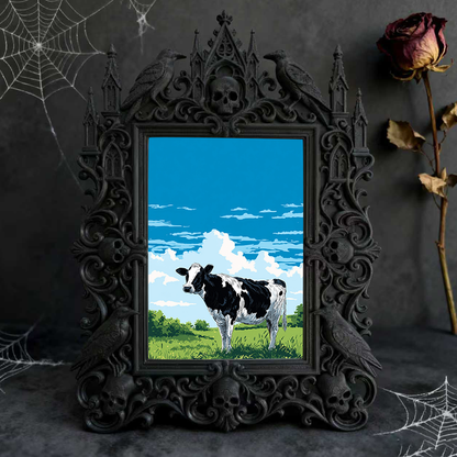 Exclusive Gothic Dark-style Photo Frame | Witchy Herbal Bath Salts Shop Decor, Photo Ornament, Wall-mountable & Tabletop, Relaxing Waterproo