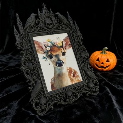 Edgy Gothic Dark-style Photo Frame | Dark Academia Quill Pen Shop Decor, Photo Ornament, Wall-mountable & Tabletop, Minimalist Frame