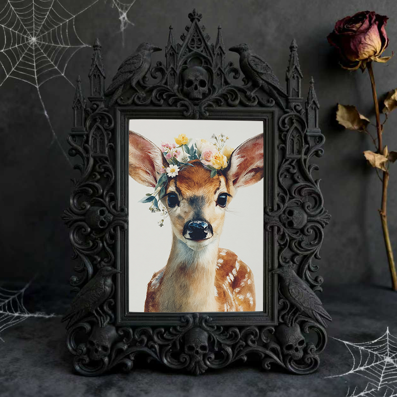 Edgy Gothic Dark-style Photo Frame | Dark Academia Quill Pen Shop Decor, Photo Ornament, Wall-mountable & Tabletop, Minimalist Frame