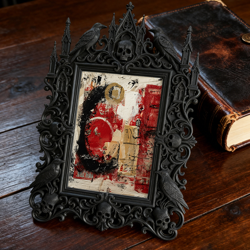 Artisanal Gothic Dark-style Photo Frame | Witchy Herbal Infusion Bar Decor, Photo Ornament, Dual-use Display, Practical Frame