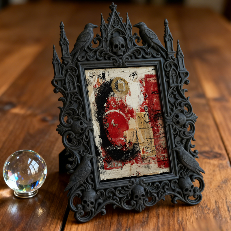 Artisanal Gothic Dark-style Photo Frame | Witchy Herbal Infusion Bar Decor, Photo Ornament, Dual-use Display, Practical Frame