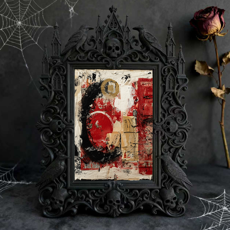 Artisanal Gothic Dark-style Photo Frame | Witchy Herbal Infusion Bar Decor, Photo Ornament, Dual-use Display, Practical Frame