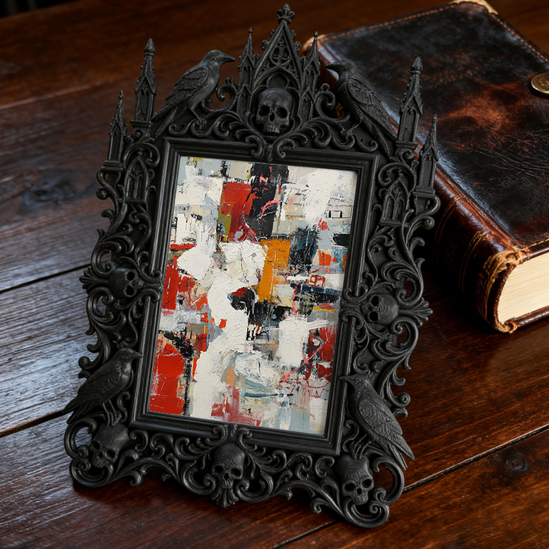 Rebellious Gothic Dark-style Photo Frame | Gothic Body Piercing Studio Decor, Photo Ornament, Wall-mountable & Tabletop, Industrial Frame