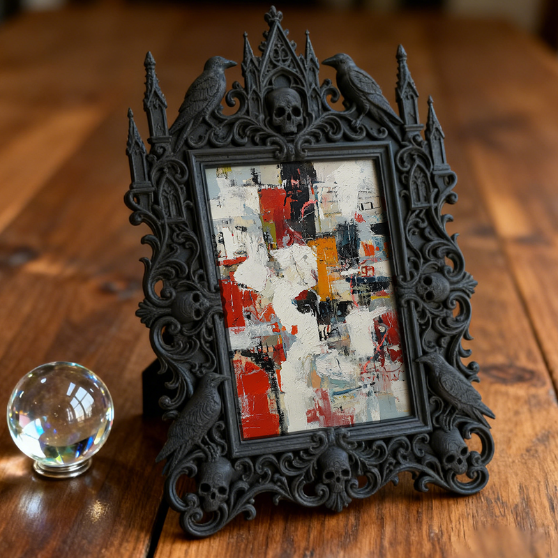 Rebellious Gothic Dark-style Photo Frame | Gothic Body Piercing Studio Decor, Photo Ornament, Wall-mountable & Tabletop, Industrial Frame