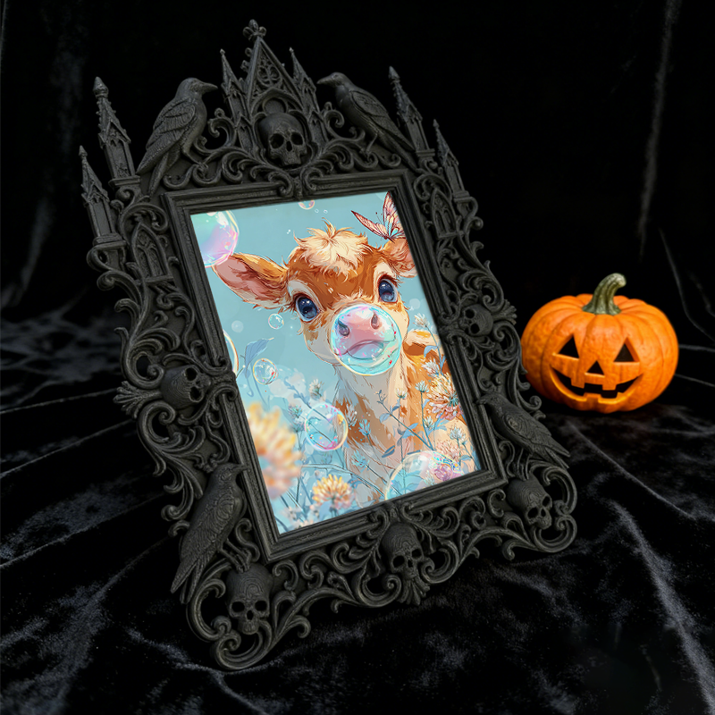 Sophisticated Gothic Dark-style Photo Frame | Ghost-themed Bed & Breakfast Lobby Decor, Photo Ornament, Wall/Table Dual-use, Cozy Frame