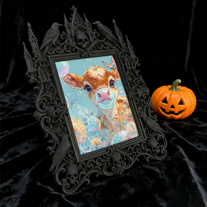 Sophisticated Gothic Dark-style Photo Frame | Ghost-themed Bed & Breakfast Lobby Decor, Photo Ornament, Wall/Table Dual-use, Cozy Frame
