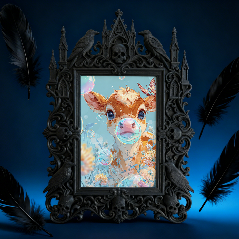 Sophisticated Gothic Dark-style Photo Frame | Ghost-themed Bed & Breakfast Lobby Decor, Photo Ornament, Wall/Table Dual-use, Cozy Frame