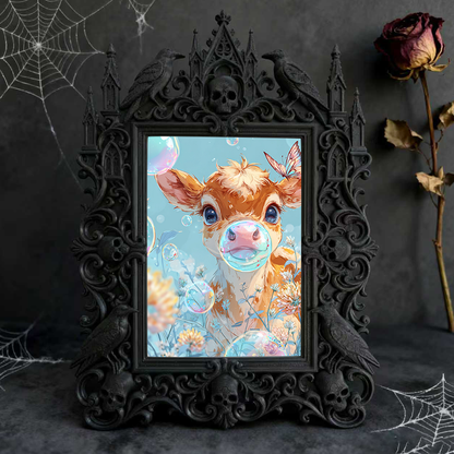 Sophisticated Gothic Dark-style Photo Frame | Ghost-themed Bed & Breakfast Lobby Decor, Photo Ornament, Wall/Table Dual-use, Cozy Frame