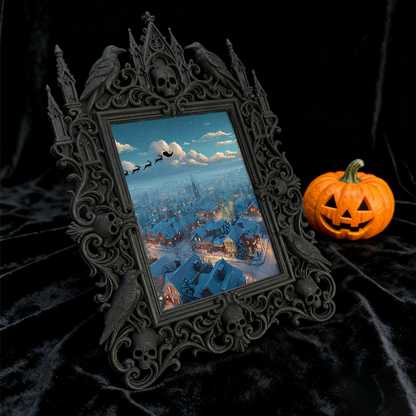 Collector’s Gothic Dark-style Photo Frame | Dark Fantasy Dice Collection Shop Decor, Photo Ornament, Wall-mountable & Tabletop, Collectible 